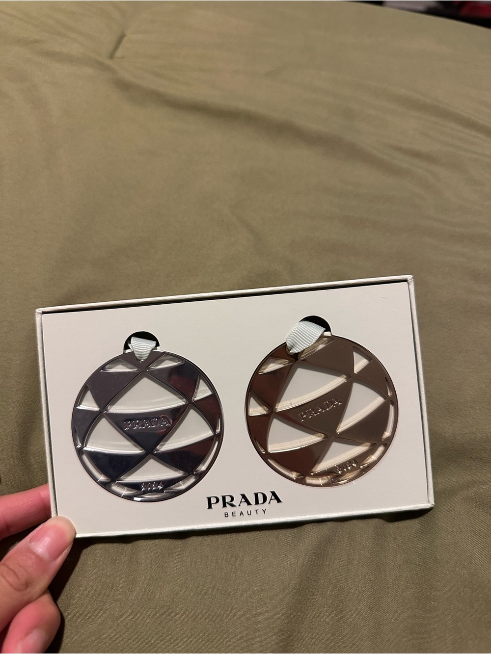 PRADA Beauty silver & gold Christmas ornament Set w/box - Silver & Gold